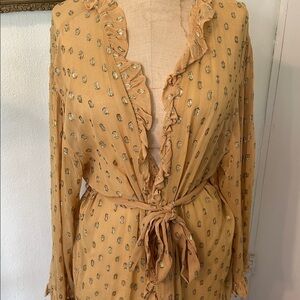 Anthropologie Elizabeth Gillett Yellow Gold Long Sleeve Duster